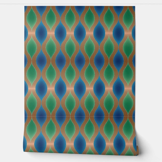 Coppery Blue Green Shapes Small Accent Wall Decor (Unrolling)