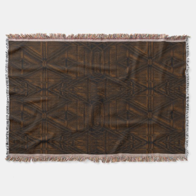 Coppery Steampunk Pyramid Design Throw Blanket (Front)