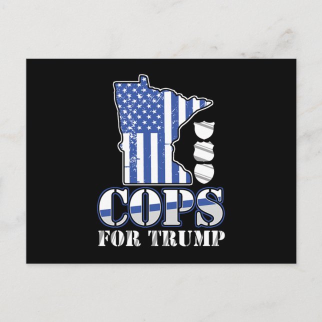 Cops For Trump Police Officer Policeman USA Flag G Postcard (Front)