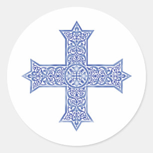 Coptic cross  classic round sticker