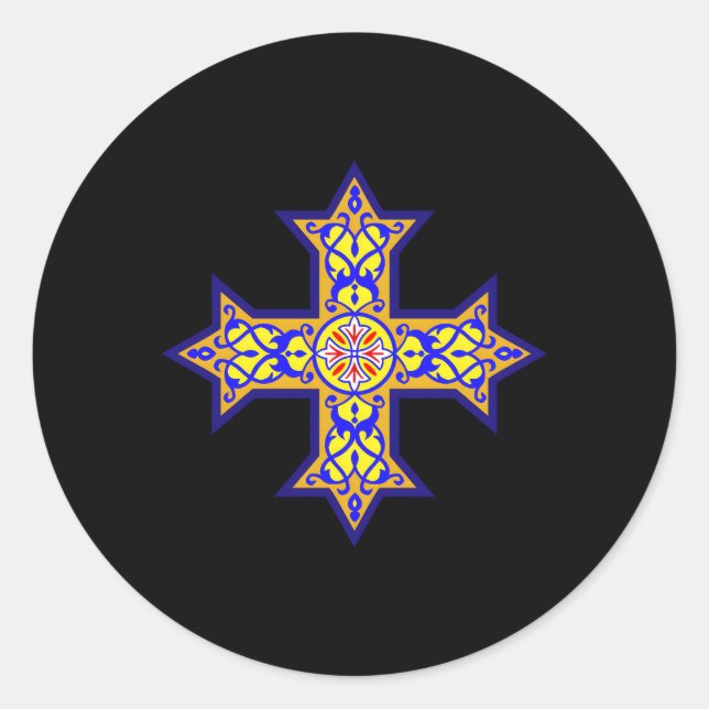 Coptic Cross Classic Round Sticker (Front)
