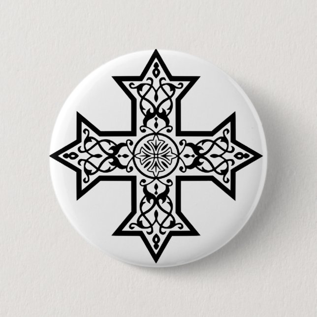 Coptic Cross Premium Fine Art 6 Cm Round Badge (Front)