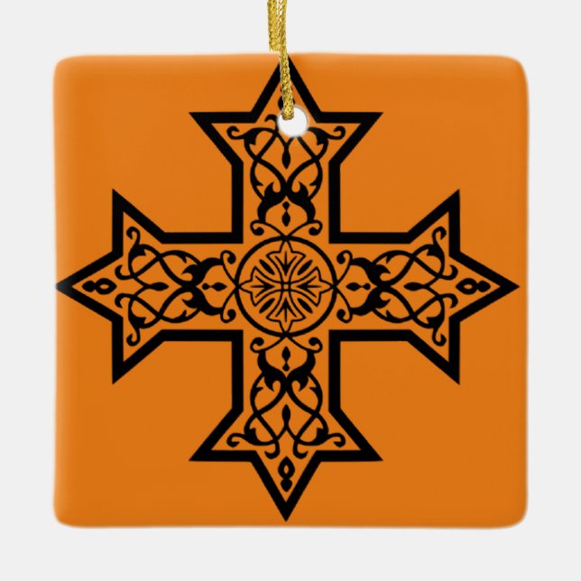 Coptic Cross Premium Fine Art Ceramic Ornament (Front)
