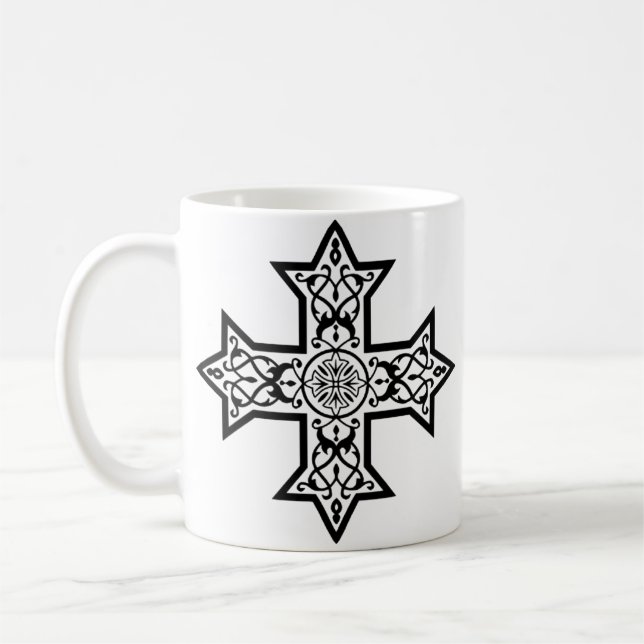 Coptic Cross Premium Fine Art Coffee Mug (Left)