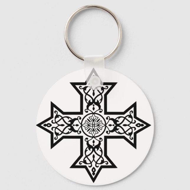 Coptic Cross Premium Fine Art Key Ring (Front)