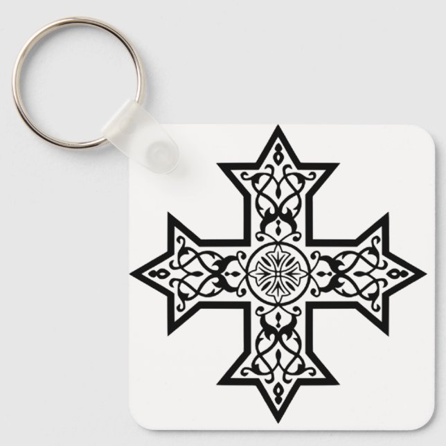 Coptic Cross Premium Fine Art Key Ring (Front)