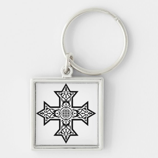 Coptic Cross Premium Fine Art Key Ring (Front)