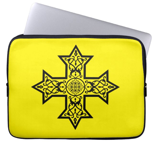 Coptic Cross Premium Fine Art Laptop Sleeve (Front)