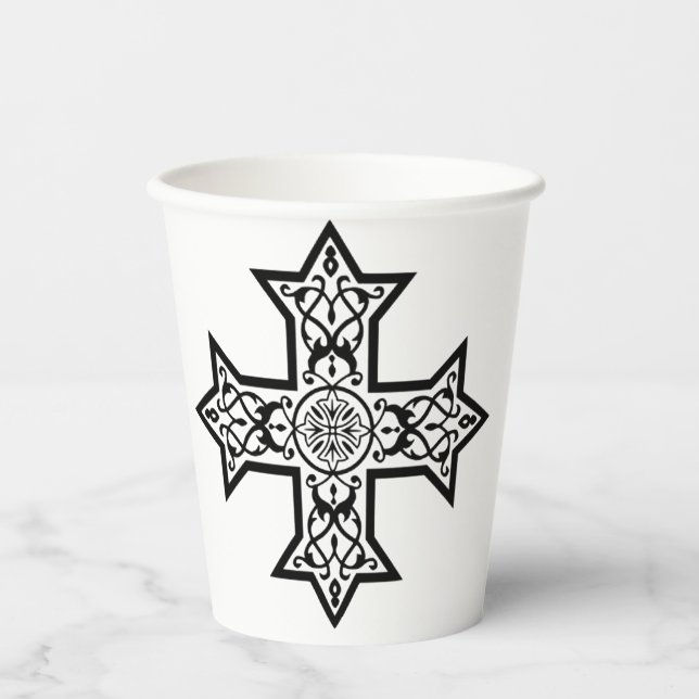 Coptic Cross Premium Fine Art Paper Cups (Front)