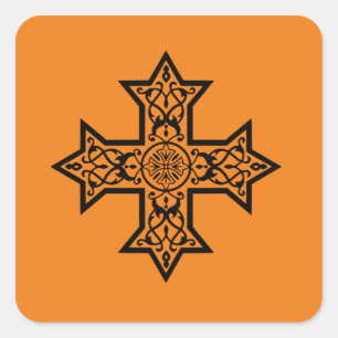 Coptic Cross Premium Fine Art Square Sticker