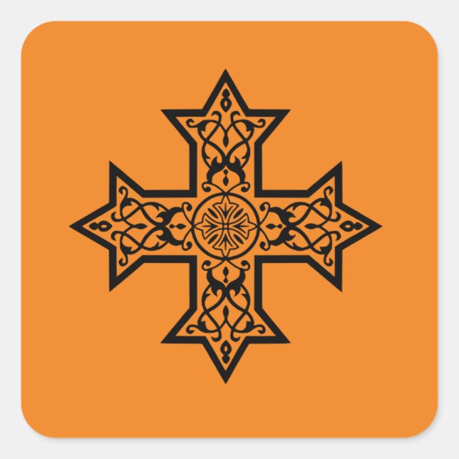 Coptic Cross Premium Fine Art Square Sticker (Front)