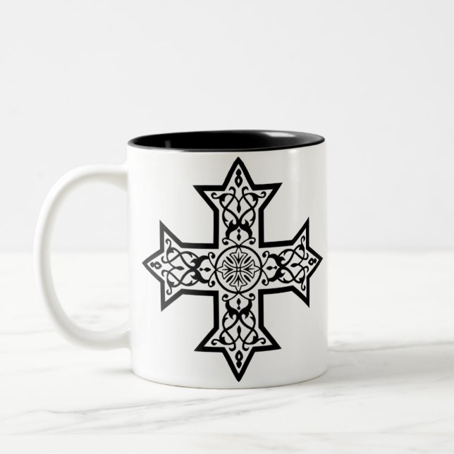 Coptic Cross Premium Fine Art Two-Tone Coffee Mug (Left)