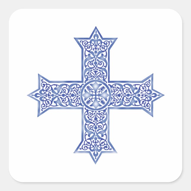 Coptic cross square sticker (Front)