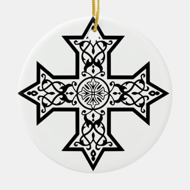 Coptic Cross Symbol of Egyptian Christianity Ceramic Tree Decoration (Front)