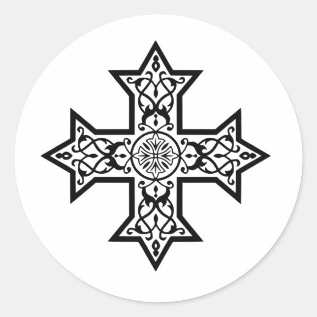 Coptic Cross Symbol of Egyptian Christianity Classic Round Sticker (Front)