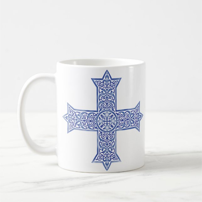 Coptic Cross Symbol of Egyptian Christianity Coffee Mug (Left)