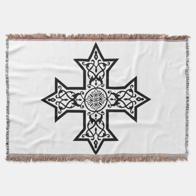 Coptic Cross Symbol of Egyptian Christianity Throw Blanket (Front)
