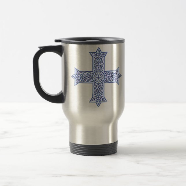 Coptic Cross Symbol of Egyptian Christianity Travel Mug (Left)