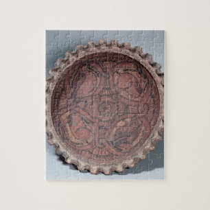 Coptic cup, painted terracotta with swag borders, jigsaw puzzle