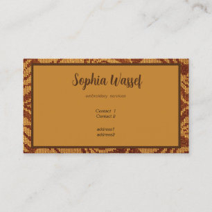 Coptic embroidery pattern - Orange leaves Business Card