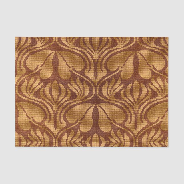 Coptic embroidery pattern  - Orange leaves Tissue Paper (Front)