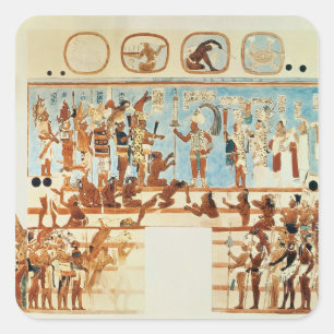 Copy of a wall painting from Bonampak Square Sticker
