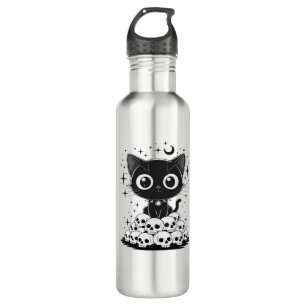 Copy of Cat Skulls Creepy Cute Kitty Goth Black Al 710 Ml Water Bottle