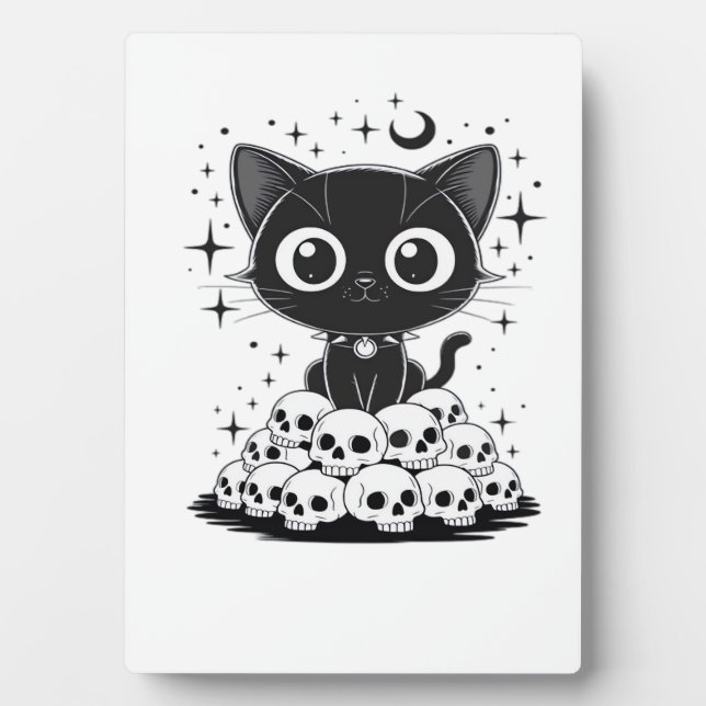 Copy of Cat Skulls Creepy Cute Kitty Goth Black Al Plaque (Front)