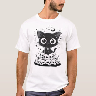 Copy of Cat Skulls Creepy Cute Kitty Goth Black Al T-Shirt