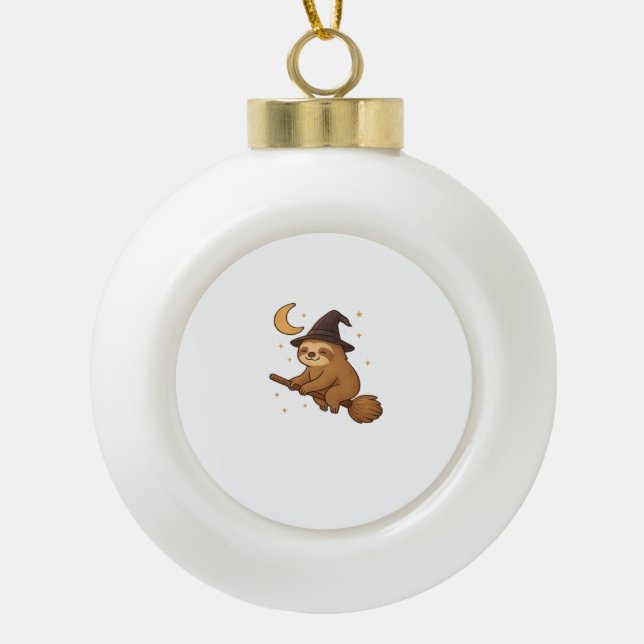 Copy of Ghost Hedgehog Librarian – Cute Halloween  Ceramic Ball Christmas Ornament (Front)