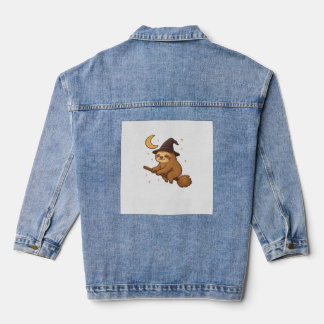 Copy of Ghost Hedgehog Librarian � Cute Halloween  Denim Jacket
