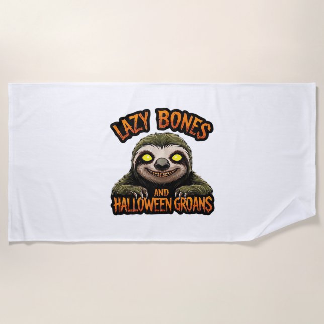Copy of Lazy Bones and Halloween Groans - Creepy S Beach Towel (Front)