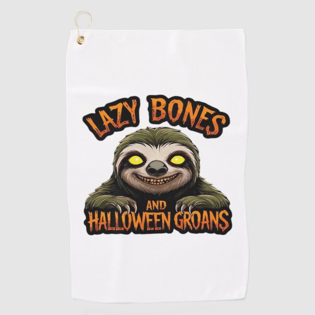 Copy of Lazy Bones and Halloween Groans - Creepy S Golf Towel (Front)