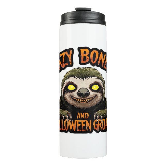 Copy of Lazy Bones and Halloween Groans - Creepy S Thermal Tumbler (Front)