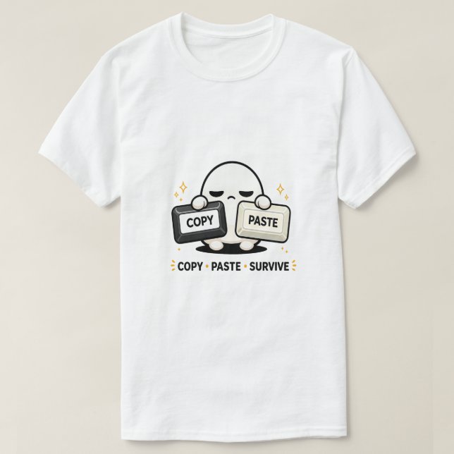 Copy Paste Survive - Funny Tech Coding Cute T-Shirt (Design Front)