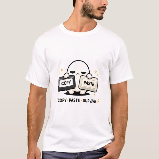 Copy Paste Survive - Funny Tech Coding Cute T-Shirt (Front)