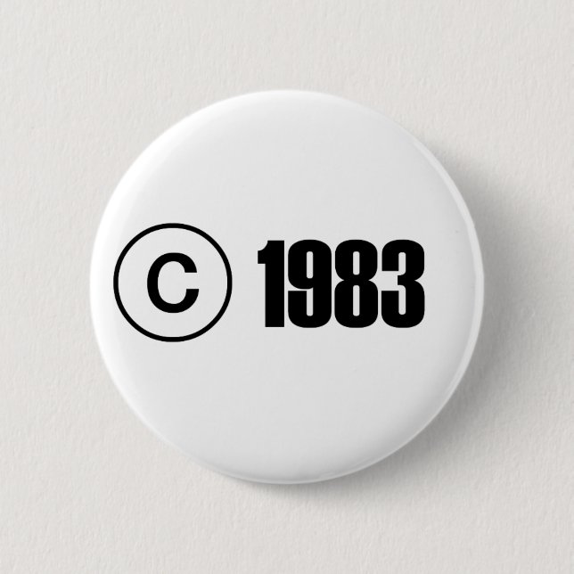 Copyright 1983 6 cm round badge (Front)