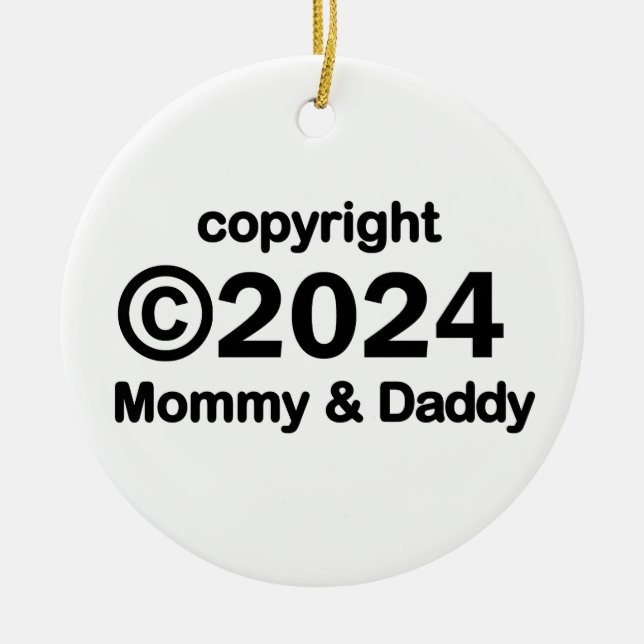 Copyright 2019 Mummy and Daddy Ceramic Tree Decoration (Front)