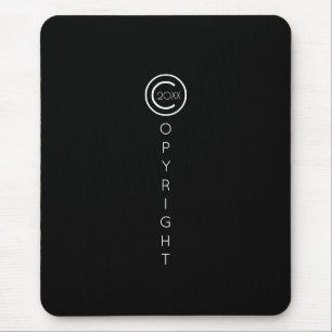 Copyright Modern Typographical Black Mouse Mat