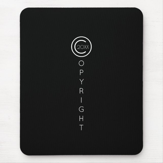 Copyright Modern Typographical Black Mouse Mat (Front)