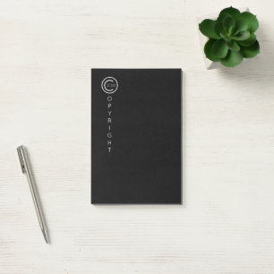 Copyright Modern Typographical Black Post-it Notes