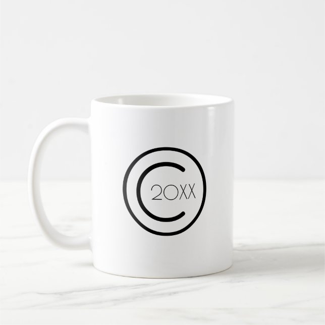 Copyright Modern Typographical White Coffee Mug (Left)