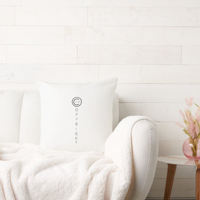 Copyright Modern Typographical White Cushion (Couch)