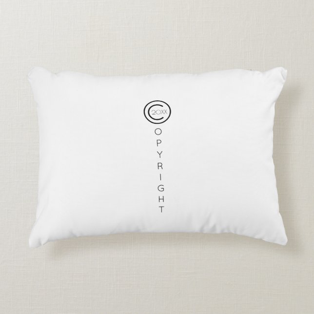 Copyright Modern Typographical White Decorative Cushion (Front)