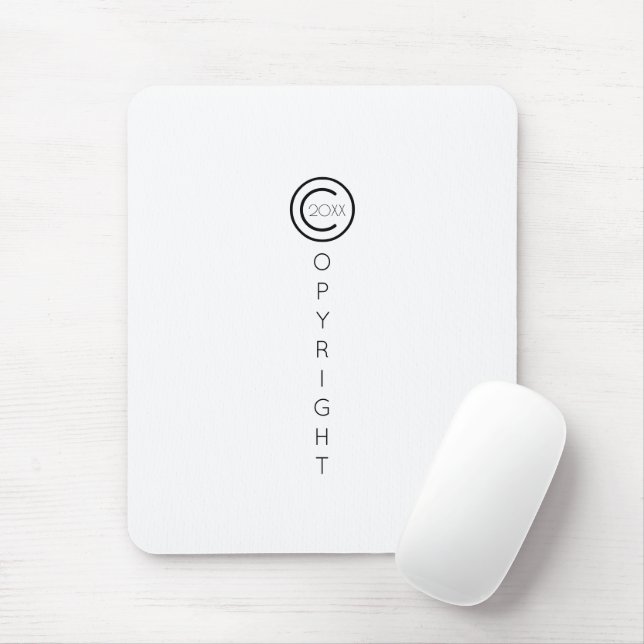 Copyright Modern Typographical White Mouse Mat (With Mouse)