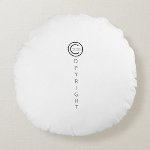 Copyright Modern Typographical White Round Cushion