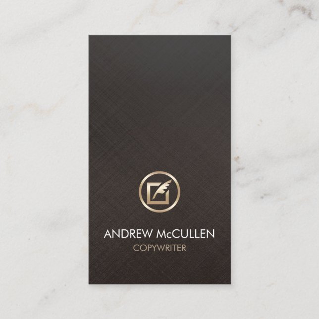 Copywriter Faux Gold Quill Paper Icon  Business Card (Front)