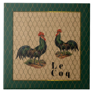 Coqs a la Ferme Vintage Tile