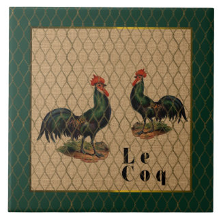 Coqs a la Ferme Vintage Tile