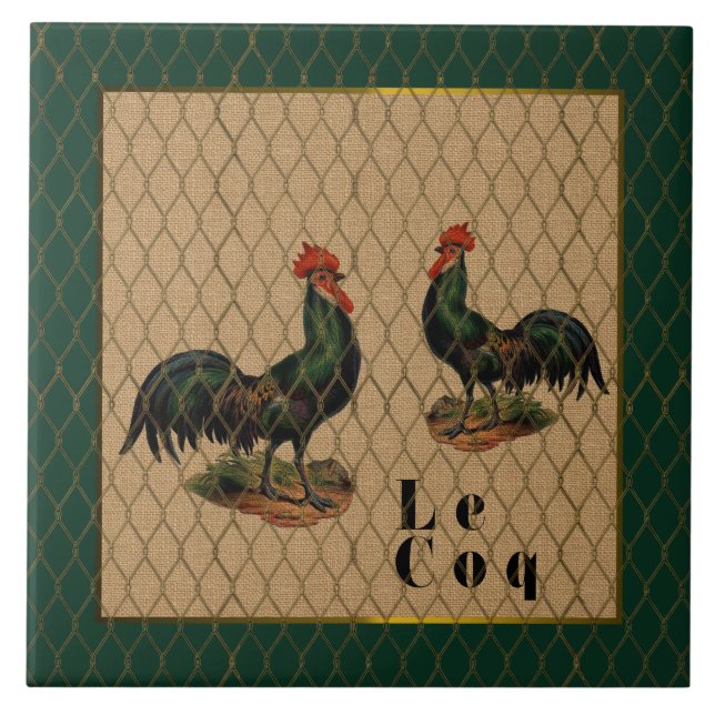 Coqs a la Ferme Vintage Tile (Front)